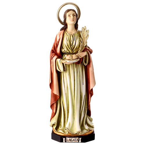 St Agatha statue in colored resin, 30 cm 1
