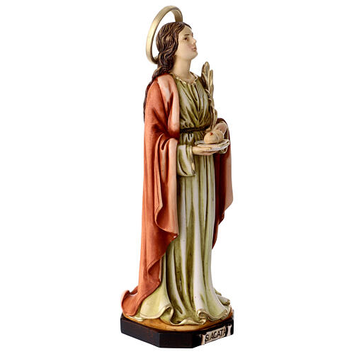 St Agatha statue in colored resin, 30 cm 4