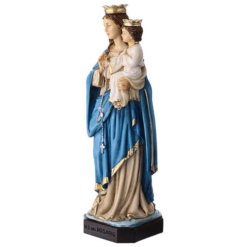 Our Lady of the Rosary Colored Resin Statue, 28 cm 3