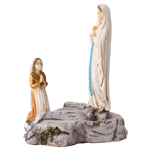 Erscheinung der Gottesmutter vor der heiligen Bernadette – farbig gefasste Statue aus Resin, 10 cm 2