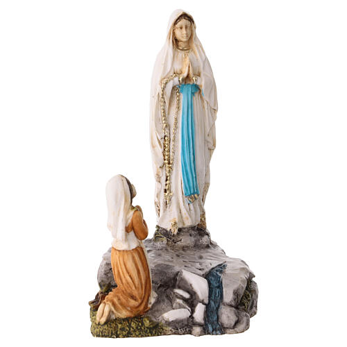 Erscheinung der Gottesmutter vor der heiligen Bernadette – farbig gefasste Statue aus Resin, 10 cm 3