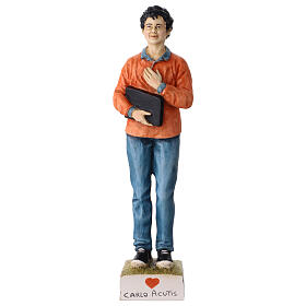 Statue Carlo Acutis en résine colorée 30 cm