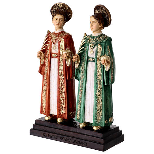 Heilige Kosmas und Damian – farbig gefasste Statue aus Resin, 30 cm 3
