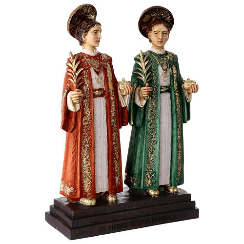 Heilige Kosmas und Damian – farbig gefasste Statue aus Resin, 30 cm 5