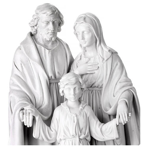 Heilige Familie – weiße Statue aus Resin mit Holzsockel, 35 cm 2