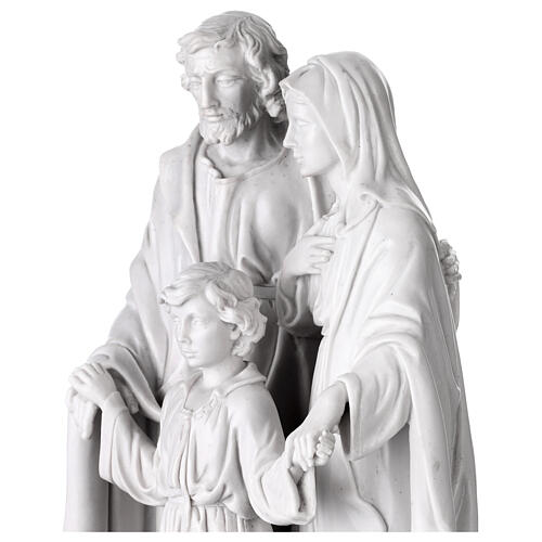 White resin Holy Family statue with wooden base, 14 in 6