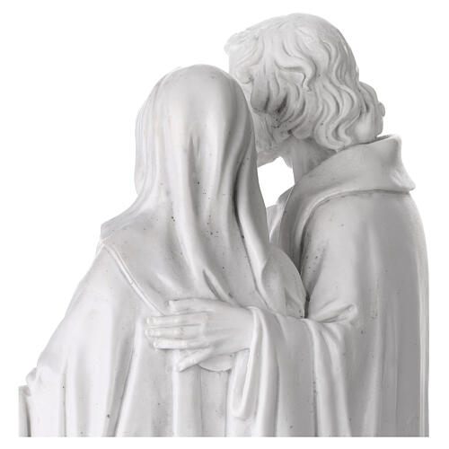 White resin Holy Family statue with wooden base, 14 in 7
