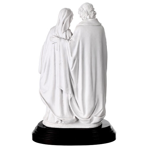 White resin Holy Family statue with wooden base, 14 in 8