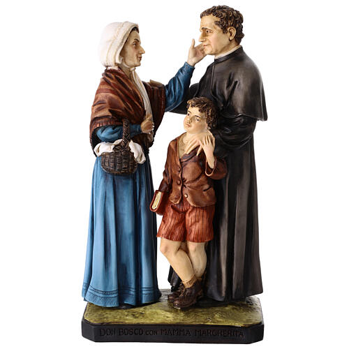 Statue of Mom Margherita and Don Bosco, painted resin, 11 in 1