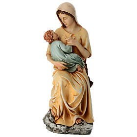Virgin with Child statue in painted resin, 50 cm