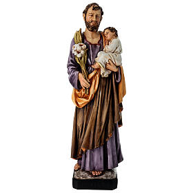 Heiliger Josef mit dem Jesuskind – Statue aus handbemalter Resina, 60 cm