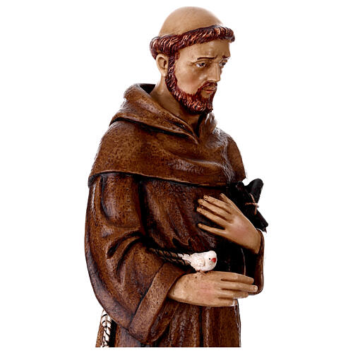 Estatua San Francisco de Asís con lobo resina pintada 60 cm 7