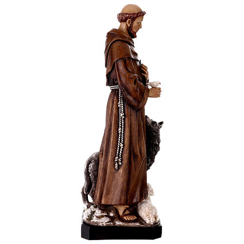 Estatua San Francisco de Asís con lobo resina pintada 60 cm 11