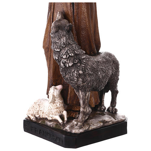 Statua San Francesco d'Assisi con lupo resina dipinta 60 cm 6