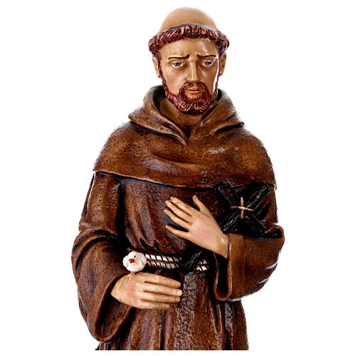 Saint Francis of Assisi Statue with Wolf in Painted Resin, 60 cm 2