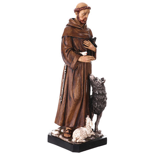 Saint Francis of Assisi Statue with Wolf in Painted Resin, 60 cm 8