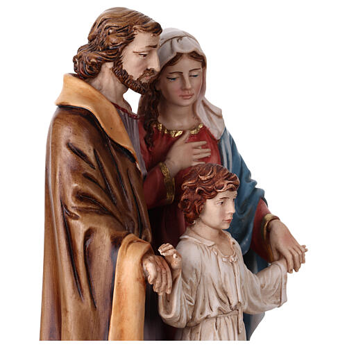 Statue Sainte Famille résine colorée sur base en bois 35 cm 6