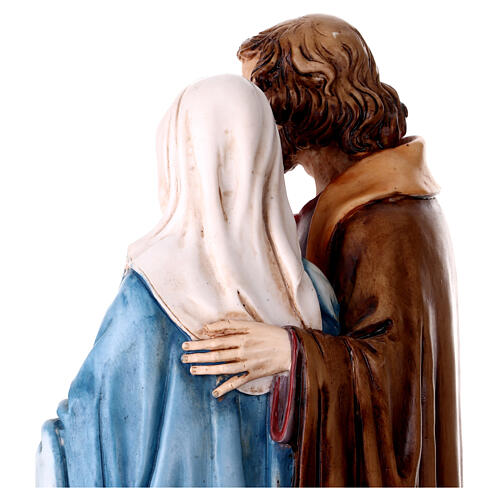 Sacra Famiglia statua resina colorata base legno 35 cm 7