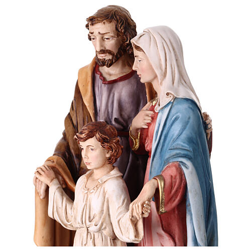 Święta Rodzina figura z żywicy, kolorowa, na drewnianej podstawie, 35 cm 4