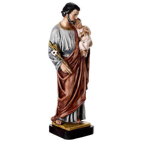 Statue en résine colorée de Saint Joseph et Jésus 40 cm 3