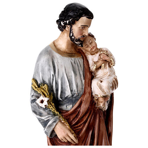 Statue en résine colorée de Saint Joseph et Jésus 40 cm 4