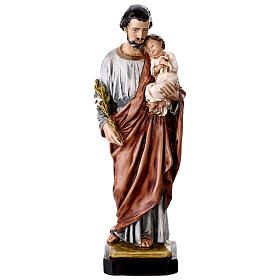 Saint Joseph and Jesus colored resin statue, 40 cm