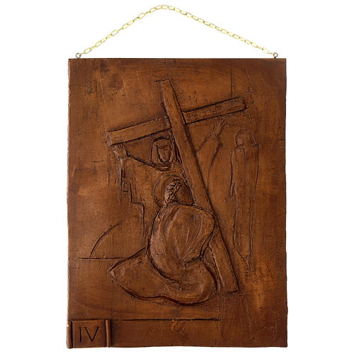 Way of the Cross, wood finish resin, 15 stations, 14x11x0.4 in 4