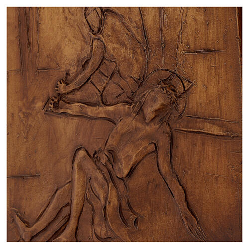 Way of the Cross, wood finish resin, 15 stations, 14x11x0.4 in 16