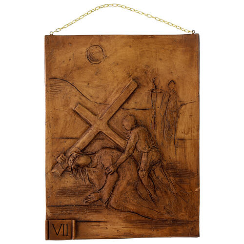 Chemin de Croix effet bois en résine 15 stations 36x27x1 cm 7