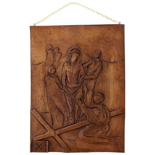 Chemin de Croix effet bois en résine 15 stations 36x27x1 cm 10
