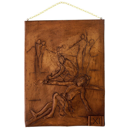Chemin de Croix effet bois en résine 15 stations 36x27x1 cm 11