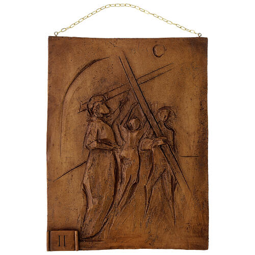 Droga Krzyżowa – 15 stacji, żywica z efektem drewna, 36 × 27 cm 2