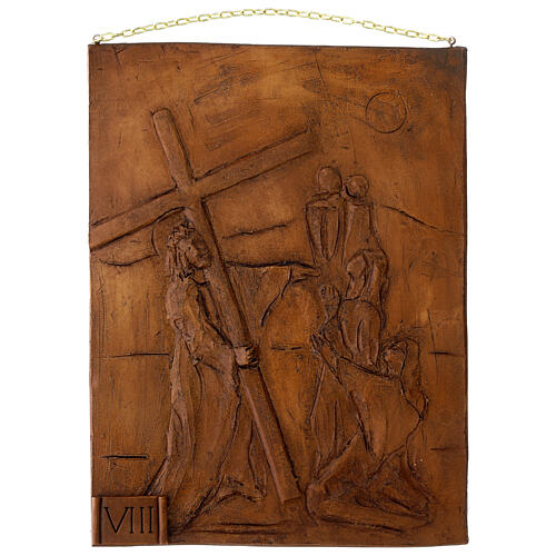 Via Sacra efeito madeira em resina 15 estações 36x27x1 cm 8