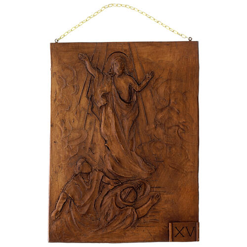 Via Sacra efeito madeira em resina 15 estações 36x27x1 cm 15