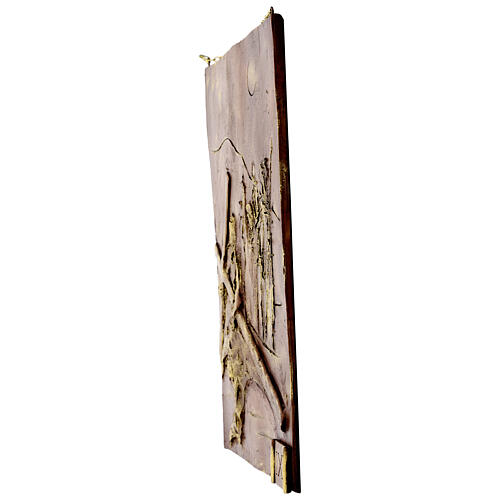 Via Crucis 15 stazioni resina marrone e oro 35X28X1 cm 18