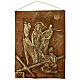 Via Crucis 15 stazioni resina marrone e oro 35X28X1 cm s10