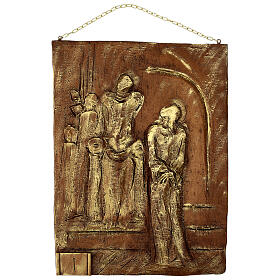 Droga Krzyżowa – 15 stacji, żywica brązowo-złota, 36 × 27 cm