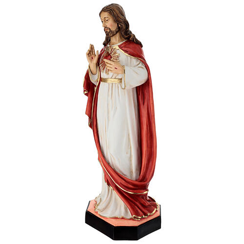 Statue Sacré-Cœur de Jésus en résine peinte 83 cm 3