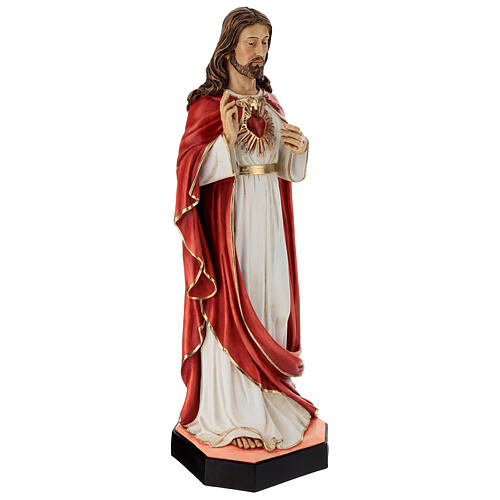 Statue Sacré-Cœur de Jésus en résine peinte 83 cm 5