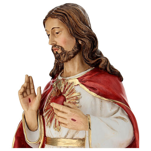 Statue of Sacred Heart in painted resin, 83 cm 4