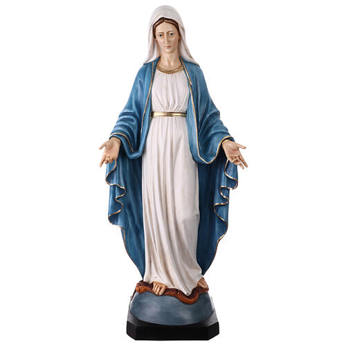 Statue Vierge Miraculeuse 110 cm résine et poudre de marbre peinte 1