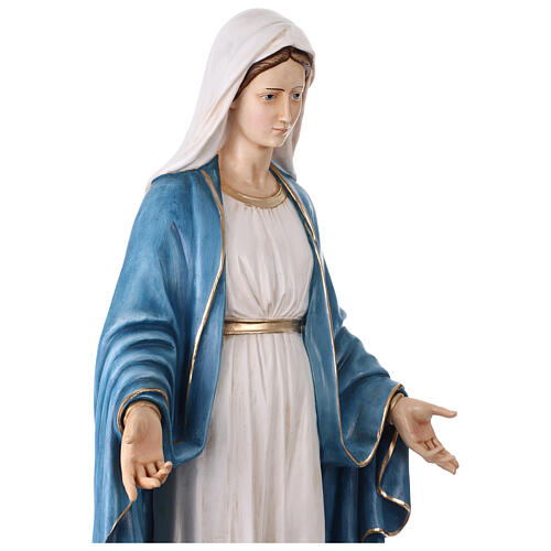 Statue Vierge Miraculeuse 110 cm résine et poudre de marbre peinte 10