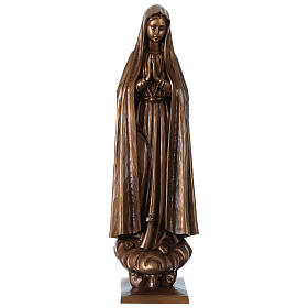 Virgen de Fátima para exterior bruñida Val Gardena fibra de vidrio 60 cm