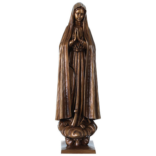Virgen de Fátima para exterior bruñida Val Gardena fibra de vidrio 60 cm 1