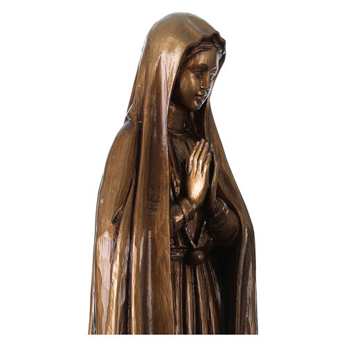 Virgen de Fátima para exterior bruñida Val Gardena fibra de vidrio 60 cm 6