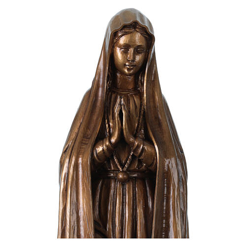 Madonna di Fatima per esterno brunita Val Gardena fibra di vetro 60 cm 2