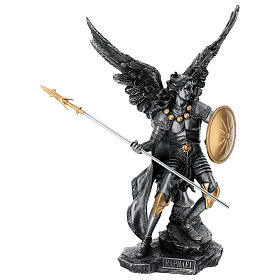 Arcángel Rafael con armadura escudo lanza resina 35 cm Veronese Design