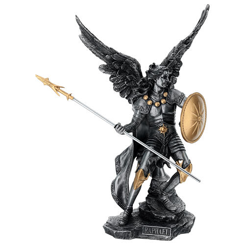 Arcángel Rafael con armadura escudo lanza resina 35 cm Veronese Design 1