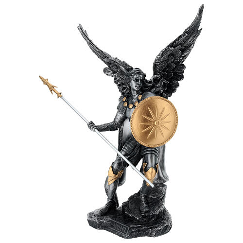 Arcángel Rafael con armadura escudo lanza resina 35 cm Veronese Design 3