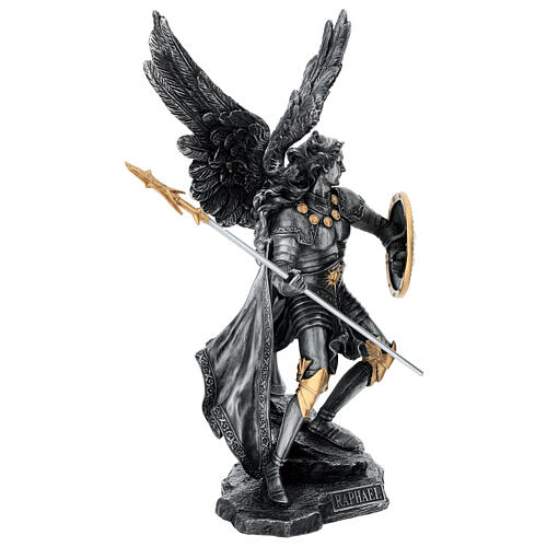 Arcángel Rafael con armadura escudo lanza resina 35 cm Veronese Design 7